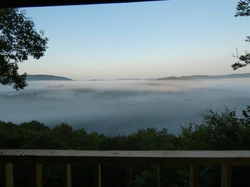 On the Rocks view from the deck - morning fog!