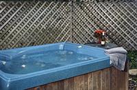 Oscar Wilde's very private outdoor hot tub---you can watch the village lights below