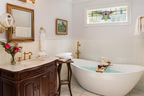 Chantilly Rose bathroom with a large soaking tub.