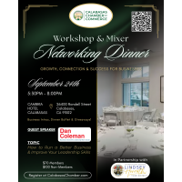 Upcoming Event: Calabasas Chamber Networking Dinner Workshop & Mixer