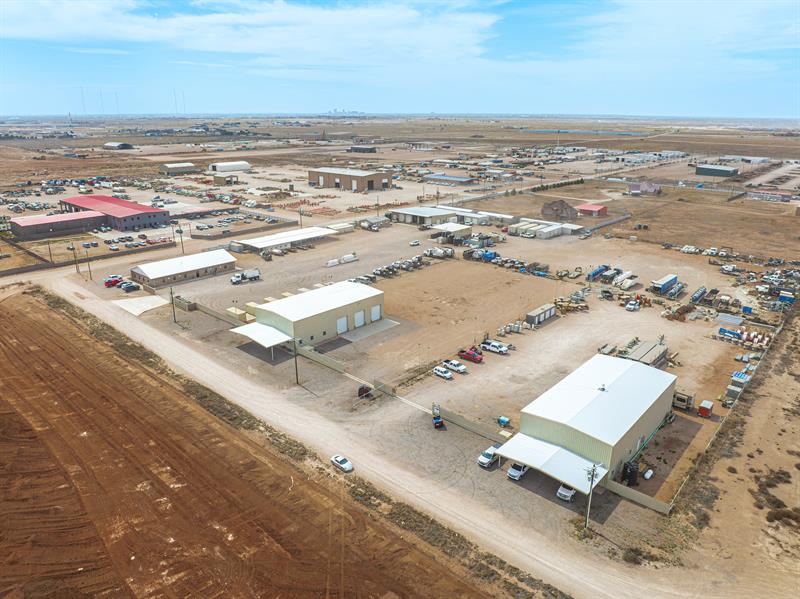 Aerial view of industrial area in Midland, TX