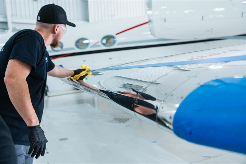 RealClean Aircraft Detailing. Brightwork polishing in progress.