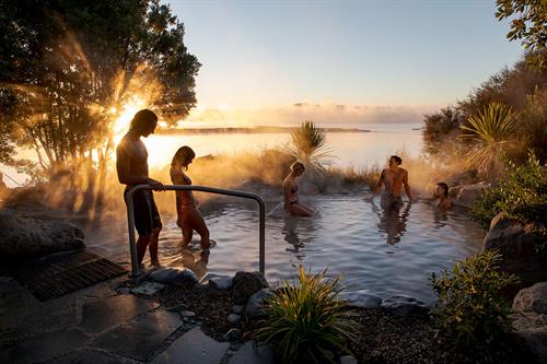 Deluxe Lake Spa Geothermal Pools at Polynesian Spa Sunrise
