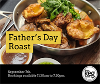 Member Event: Crispy spuds. Juicy pork. Happy Dad. Father's Day Celebrations at The Keg Room