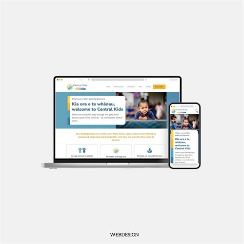 Responsive website design for Central Kids, creating a clear, accessible and mobile-friendly digital experience for whanau across New Zealand.