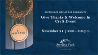 Give Thanks & Welcome In Craft Event