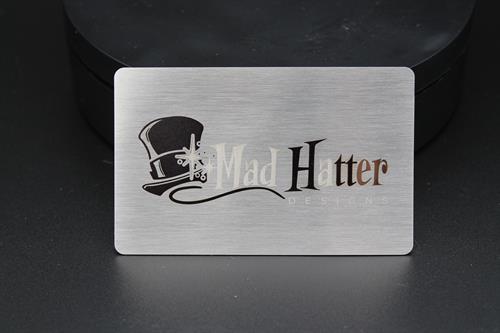 Stainless steel business card annealed into different colors