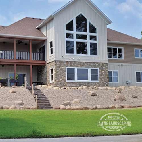 Lake Property Hardscape with Stairs