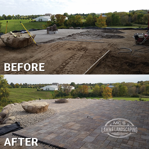 Paver Stone Patio Before and After