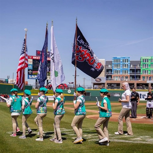 Flag Ceremony at a Lansing Lugnuts game