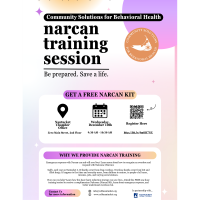 Naloxone (Narcan) Training: How to Respond to a Drug Overdose Presented by Community Solutions for Behavioral Health