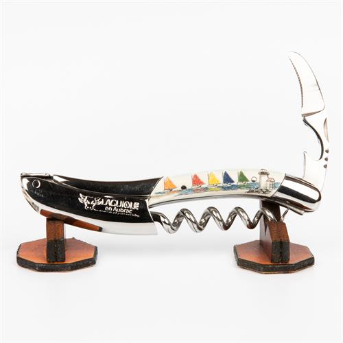 Scrimshaw on Woolly Mammoth Ivory Laguiole Wine Key  Scrimshaw on Woolly Mammoth Ivory Laguiole Wine Key