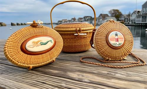 Custom Lightship Basketd with Hand Done Scrimshaw Custom Lightship Basketd with Hand Done Scrimshaw