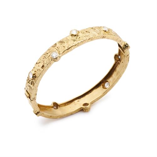 Seascape Hinged Bangle with Diamonds set in 18kt Gold