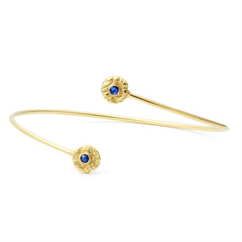 ”Seaquin” Bypass Bangle Bracelet with Blue Sapphires in 18kt Gold