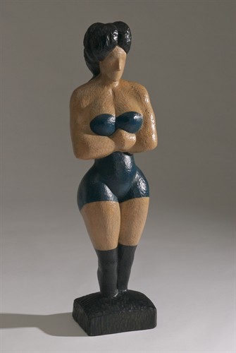 Hostetler's Bather, carved and painted elmwood, 1962. First time in Nantucket