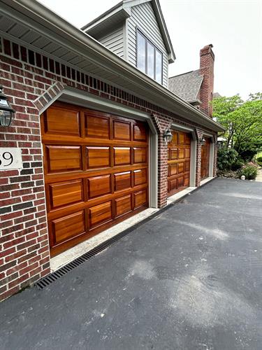 Exterior wooden garage door urethane