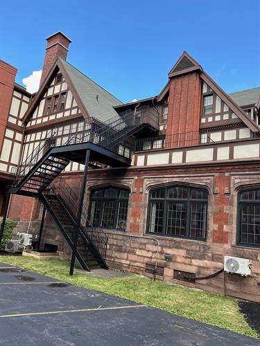 Commercial fire escape repaint with marine exterior paint 