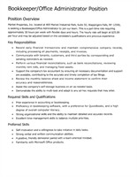 Bookkeeper/Office Administrator