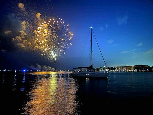 Fireworks Cruise for July 4th, on our Beneteau 411 S/V Alliance.