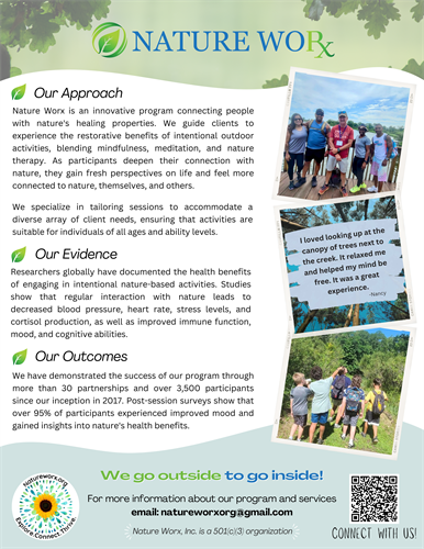 Nature Worx Flyer-Our Approach, Evidence, and Outcomes