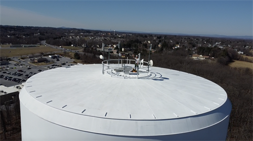Elevated water tower inspection. Elevated water tower inspection.