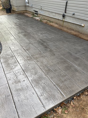 Wood plank Concrete Patio installed in Whiteford, Md by Crockett & Sons Concrete, Inc