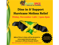 Island Spice Grille & Lounge Donates Proceeds to Aid Hurricane Melissa Recovery in Jamaica