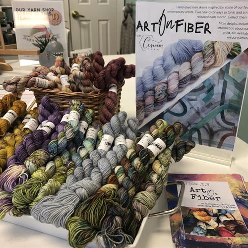 Yarn dyed exclusively for New River Art & Fiber by Roanoke-based dyer, Cesium Yarn, for a special year-long event called "Art On Fiber."
