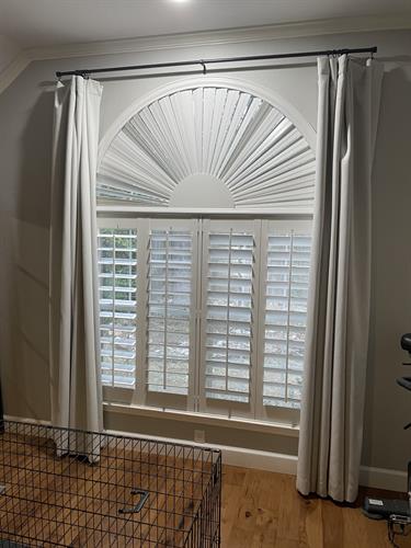 Arch Top Shutters With Drapes