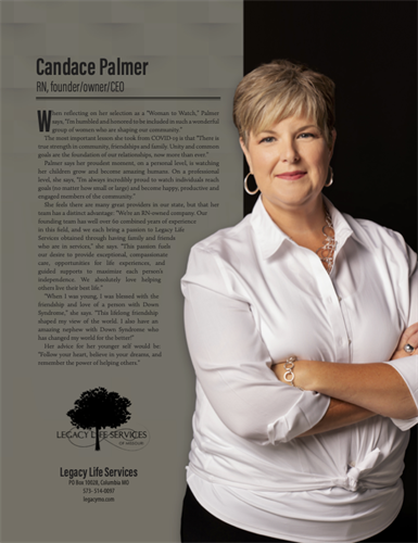 Owner Candace Palmer, RN - Featured as a Woman To Watch