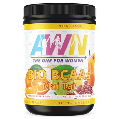 Bio BCAAs:  Mai Tai.  AW Nutrition’s Bio-BCAAs Mai Tai is packed with 4 grams of Branch Chain Amino Acids and 1 gram of Glutamine. Bio-BCAAs is formulated with the clinically dosed 2:1 Leucine to Isoleucine + Valine Ratio. Bio-BCAAs is for assisting in muscle recovery, adding lean muscle mass, and increasing endurance during exercise. Bio-BCAAs Mai Tai is a great-tasting and refreshing citrus drink that can be consumed pre, intra, and post-workout.