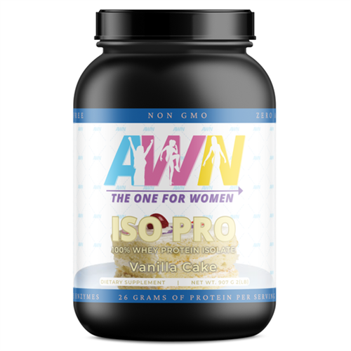 AW Nutrition’s Iso Pro Vanilla Cake Milkshake is made from 100% Whey Protein Isolate. With 1 gram of carbohydrates and 0.5 grams of fat and 26 grams of protein, Iso Pro is a highly nutritional and great tasting source to increase your daily intake of protein. Increased protein intake can help you gain lean muscle mass, boost metabolic rate, and because WPI is absorbed immediately, flooding your muscles with key amino acids is perfect for post-workout recovery.
