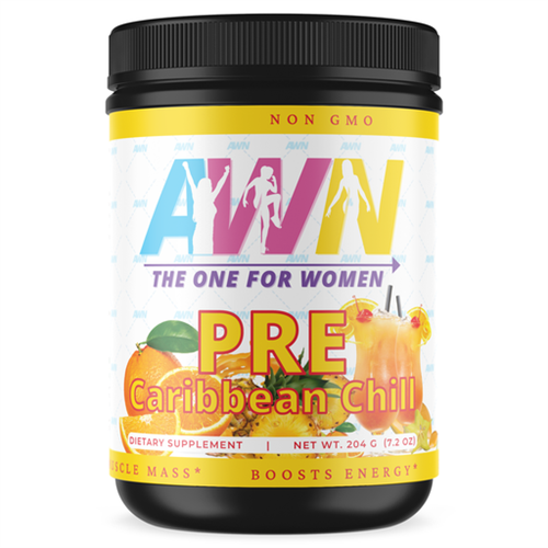 PRE:  Caribbean Chill.  AW Nutrition’s PRE Caribbean Chill is a unique and potent formula that includes 200mg of Caffeine for increased energy during high-intensity workouts, 2g of Citrulline Malate for optimized absorption, vasodilation and muscle pumps, 2g of Creatine Monohydrate for increased muscular energy, plus a Focus Matrix that helps to keep your mind task-focused and pushing through the demands of your intense workout.