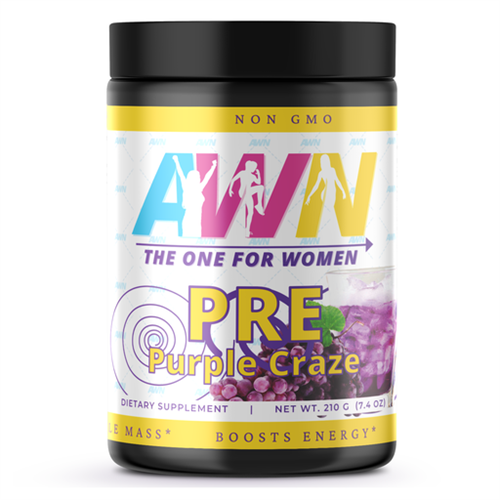 PRE:  Purple Craze.  AW Nutrition’s PRE Purple Craze is a unique and potent formula that includes 200mg of Caffeine for increased energy during high-intensity workouts, 2g of Citrulline Malate for optimized absorption, vasodilation and muscle pumps, 2g of Creatine Monohydrate for increased muscular energy, plus a Focus Matrix that helps to keep your mind task-focused and pushing through the demands of your intense workout.
