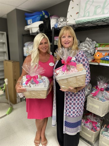 President, Shannon Lazovski & Vice President, Karen Roedding deliver new Mom Baskets for Moms in Southfield, Mi.