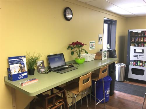 Work from home and tired of the same scenery?  We have work stations. 