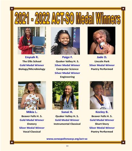 Coraopolis NAACP ACT-SO Program Winners