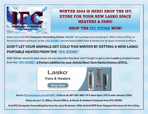 Go To The IFC ONLINE STORE - Get Lasko Space Heaters & Fans Now!