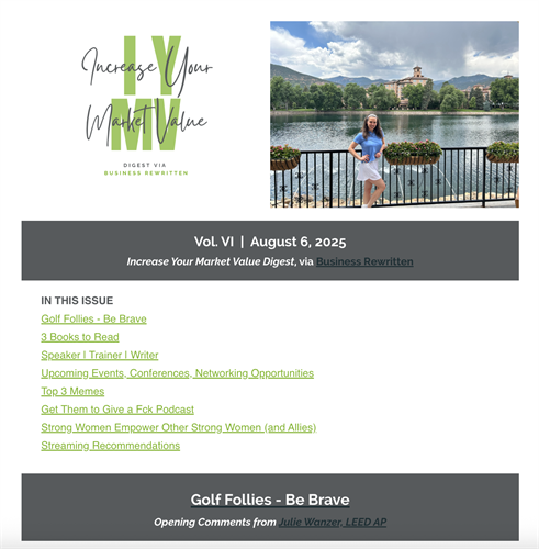 IYMV (Increase Your Market Value) Newsletter, via Business Rewritten IYMV (Increase Your Market Value) Newsletter, via Business Rewritten