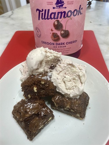 Triple Chocolate Brownies with Cherries