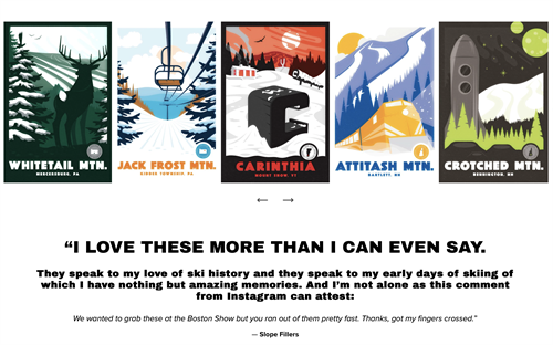 Custom illustrated ski posters for Peak Resorts