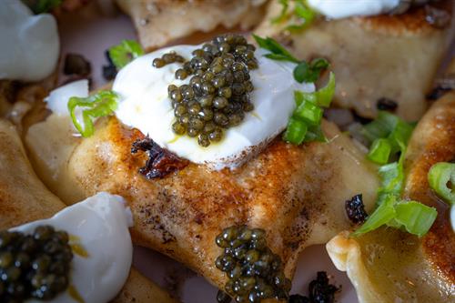 Potato & Cheese Pierogi with Caviar