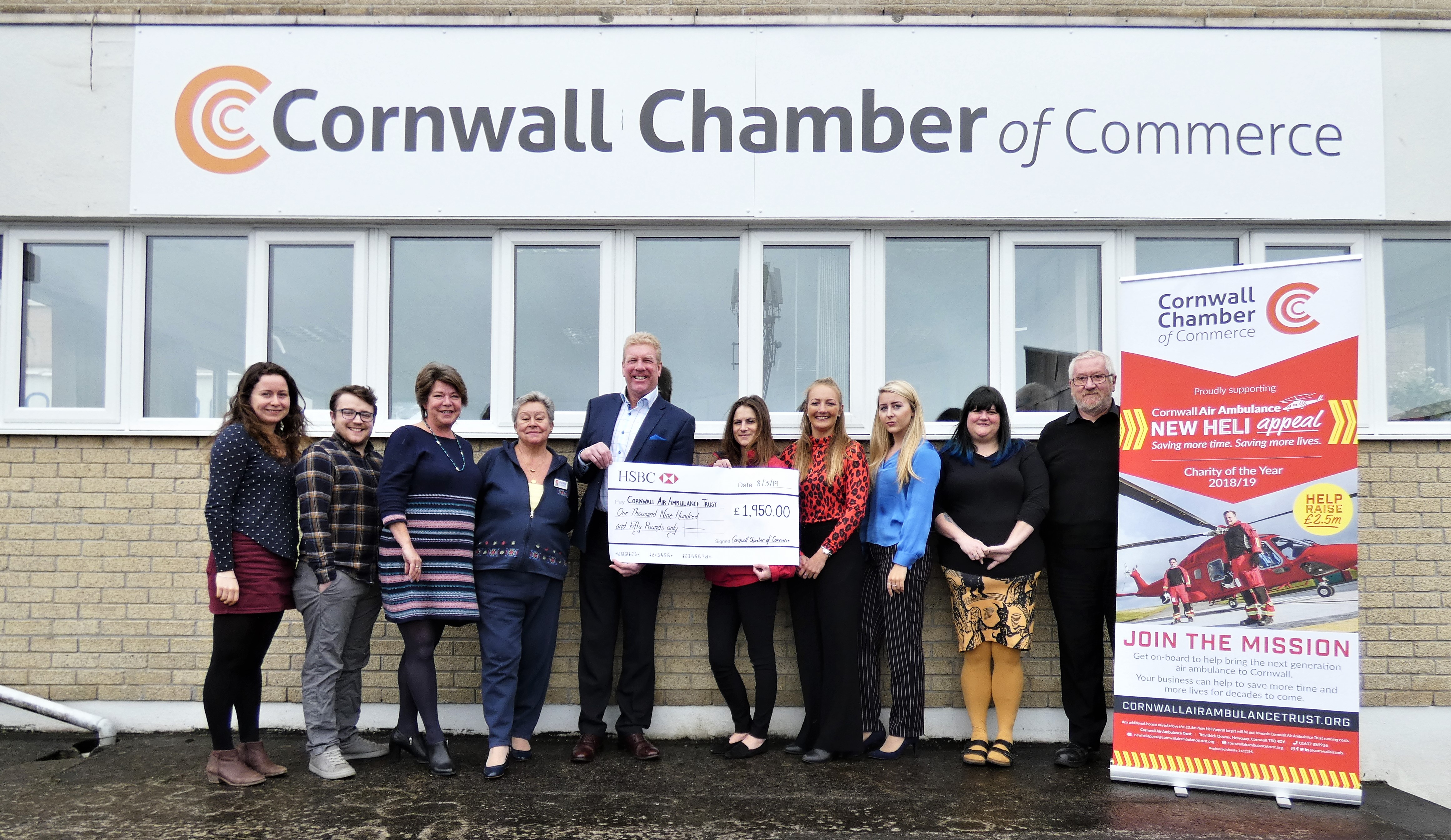 Chamber Presents Cornwall Air Ambulance with Cheque