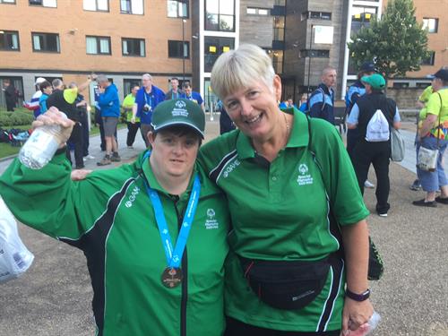 Donna Painter with Eileen Akers Indoor Bowls Silver Medal pairs, Bronze Medalist triples
