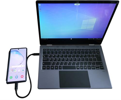 Sm@rtDock xFlip 2 - convertible touchscreen portable display with keyboard and touchpad for smartphones (Samsung DeX 7 Windows 365 shown)