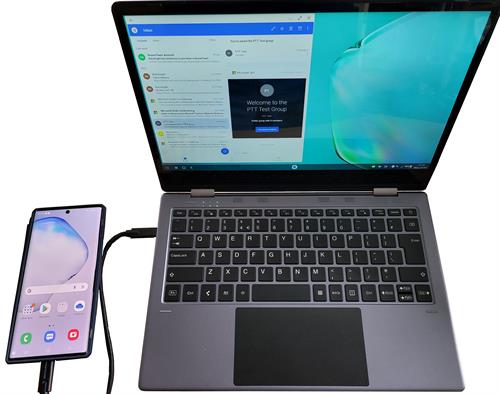 Sm@rtDock xFlip 2 - convertible touchscreen portable display with keyboard and touchpad for smartphones (Samsung DeX shown)