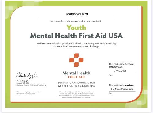 Mental Health First Aid Youth