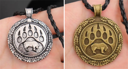 Bear Paw Pendant Rope Necklace 