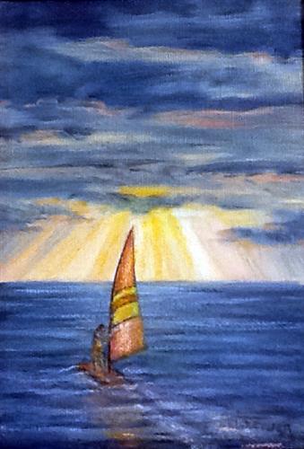"Sunset Sail", water color, by Gay Paratore